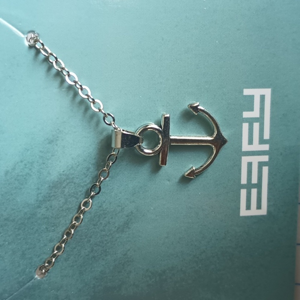 EFFY silver anchor necklace pendant chainlink minimalist plated nautical NEW